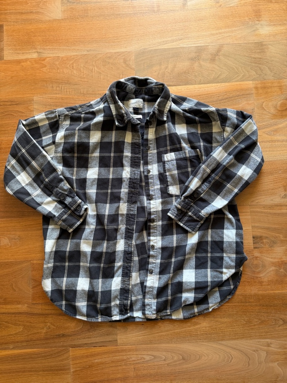 Black and White Plaid Flannel/Button-Up Shirt